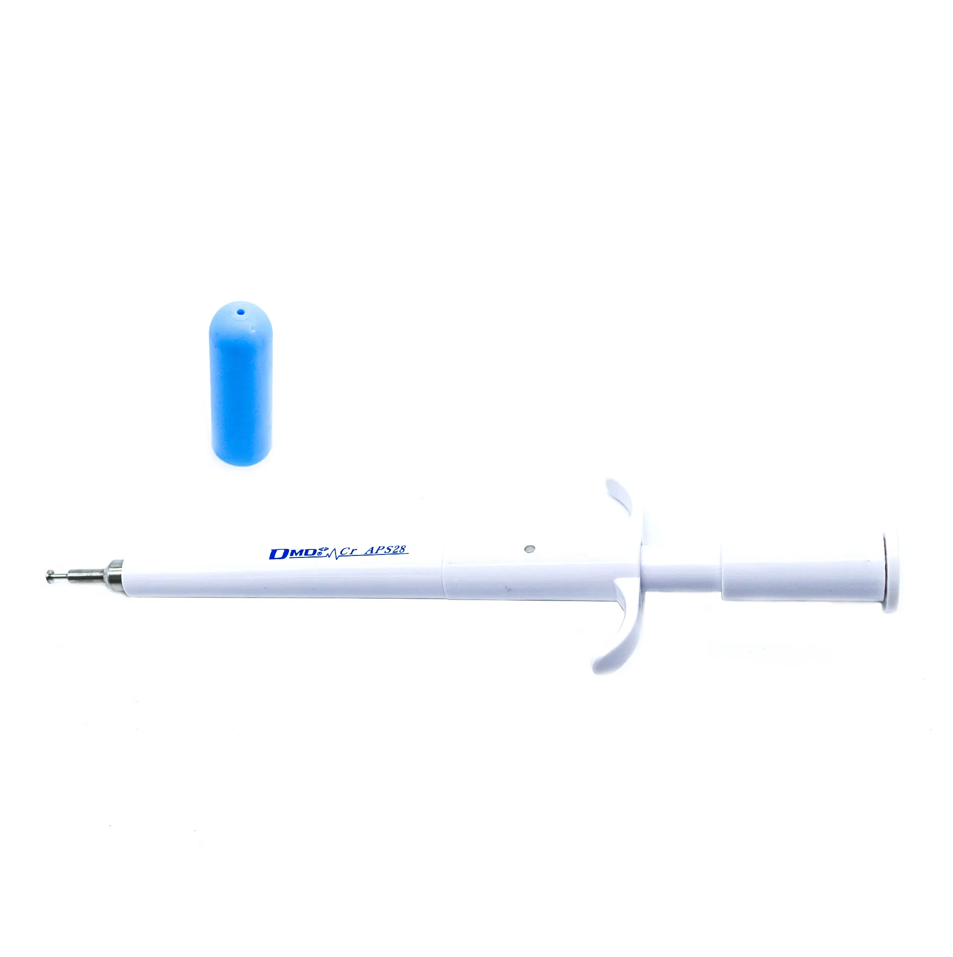 DMD disposable aortic punch with blue protective cap shown separately