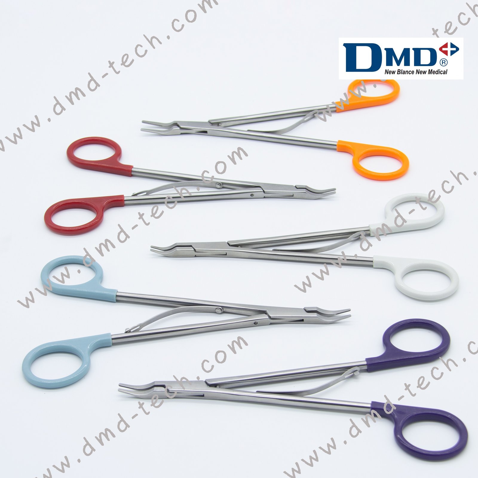 DMD TIGA-LOK open clip appliers with coloured finger loops — DMD manufacturer reference image; Vasculock packaging may differ